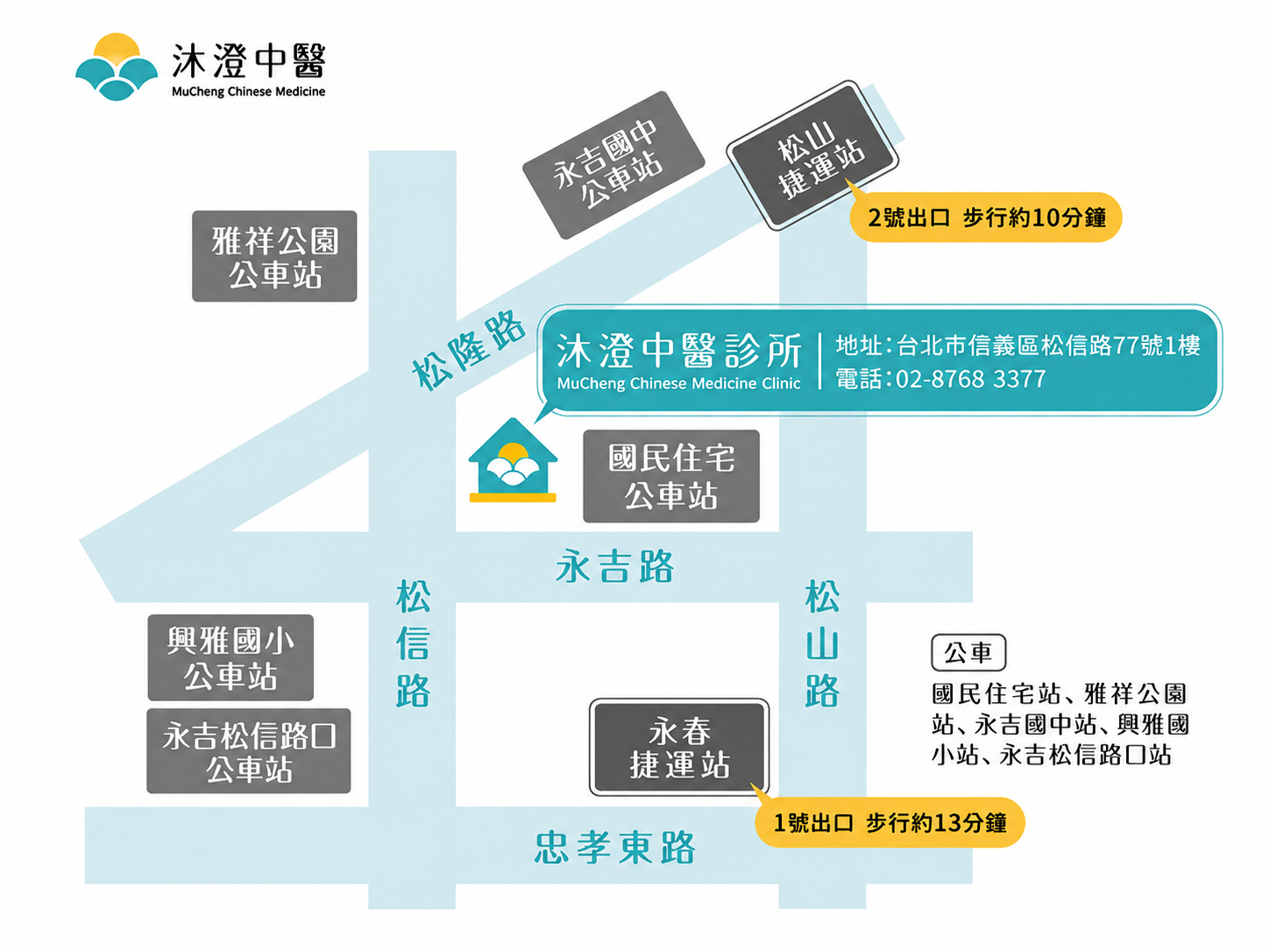 沐澄中醫診所位置示意圖